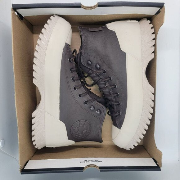 🤩Converse  Sz 9 Women Chunky Shoes Chuck Taylor All Star leather boots Brown Ne - Picture 11 of 11